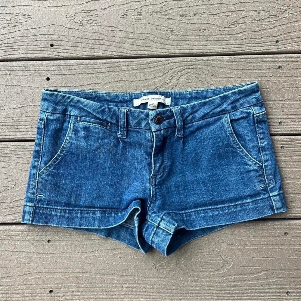 Vintage Y2K Forever 21 Denim Micro Mini Shorts Low Rise Size 27